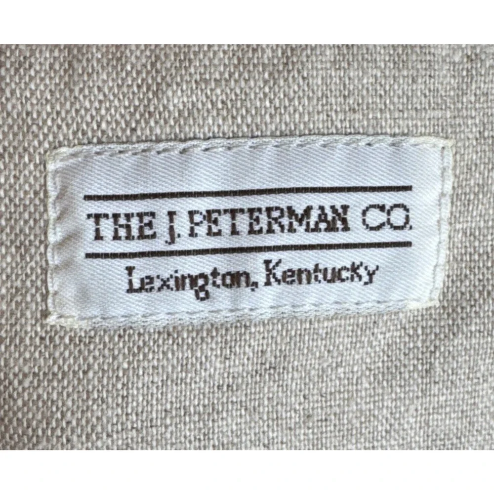 J Peterman Linen Sport Coat 46R Beige Unstructured Vintage USA Old Money